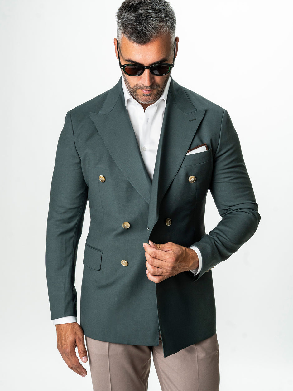 Sacou Doua Randuri Barbati Verde 100% Lana Vitale Barberis BMan0057 (4)
