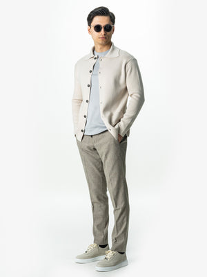 Pulover Cardigan Barbati Crem Cu Nasturi Bumbac natural BMan0022