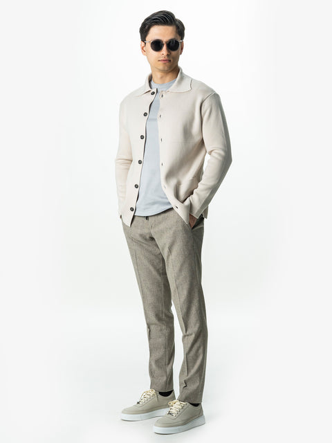 Pulover Cardigan Barbati Crem Cu Nasturi Bumbac natural BMan0022