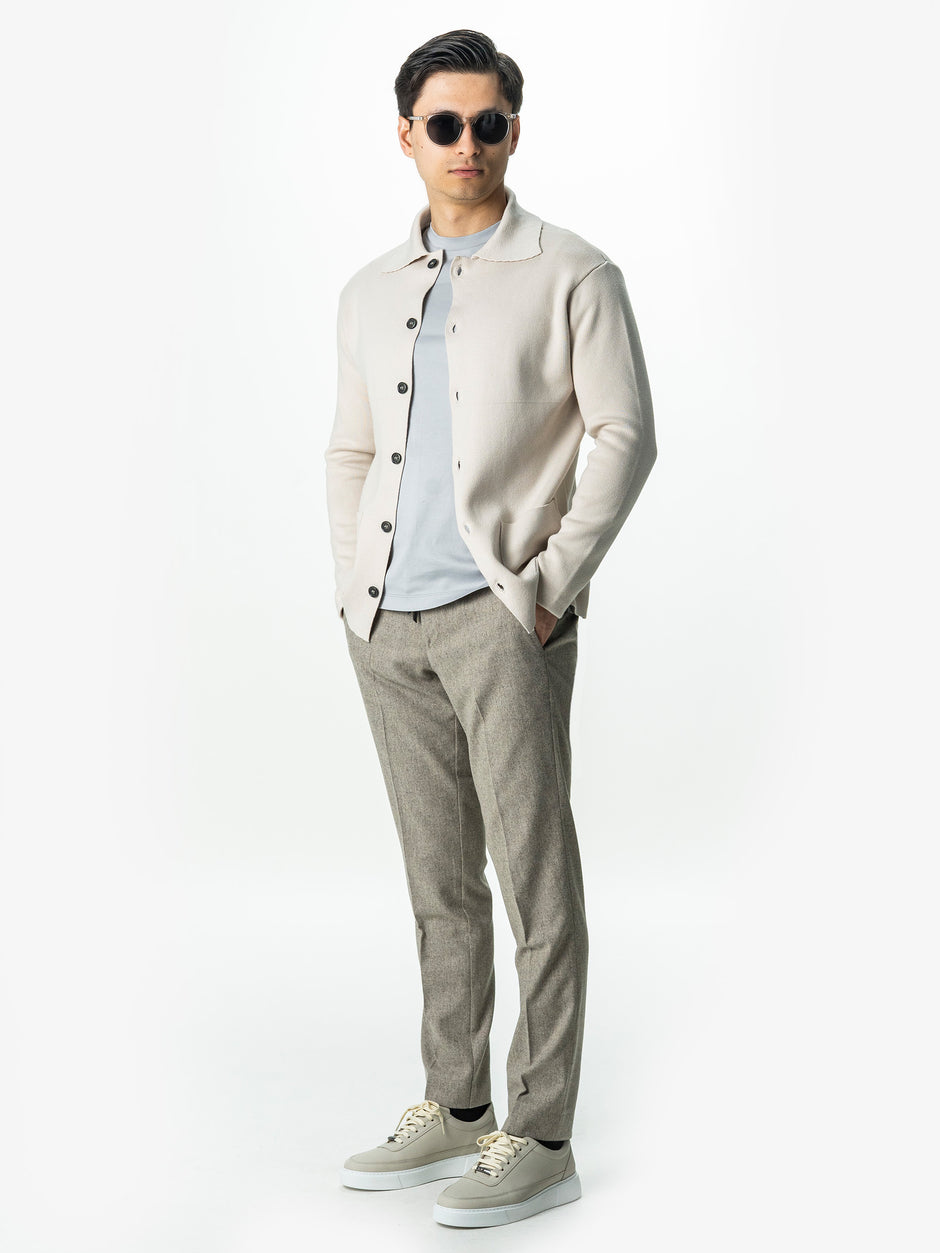 Pulover Cardigan Barbati Crem Cu Nasturi Bumbac natural BMan0022 (2)