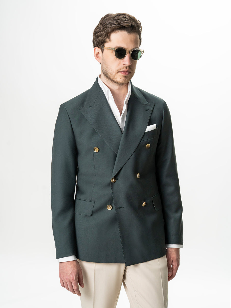 Sacou Doua Randuri Barbati Verde Lana Vitale Barberis BMan0057 (1)