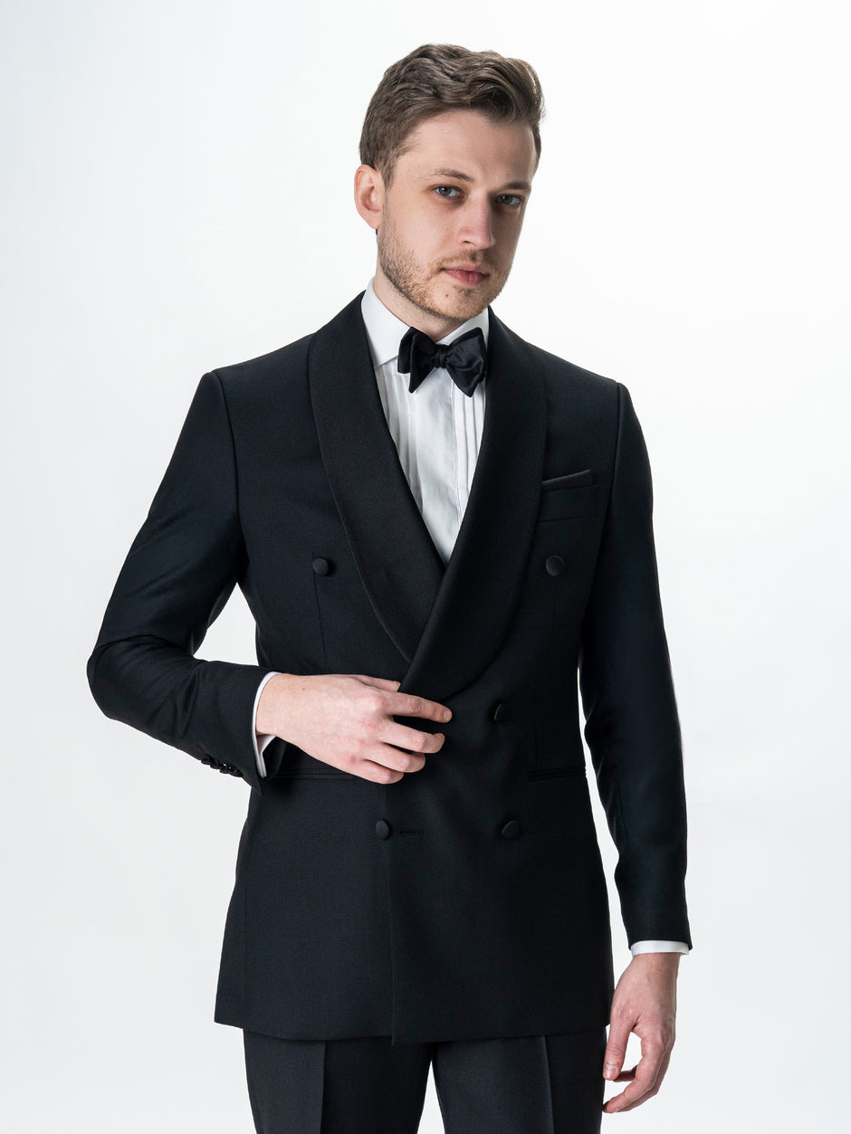 Costum Mire Smoking Negru 100% Lana Vitale Barberis SuperBio 21 Microni BMan344 (4)