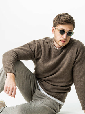 Pulover Barbati Maro Taupe Oversize 100% Lana Lambswool BMan0033