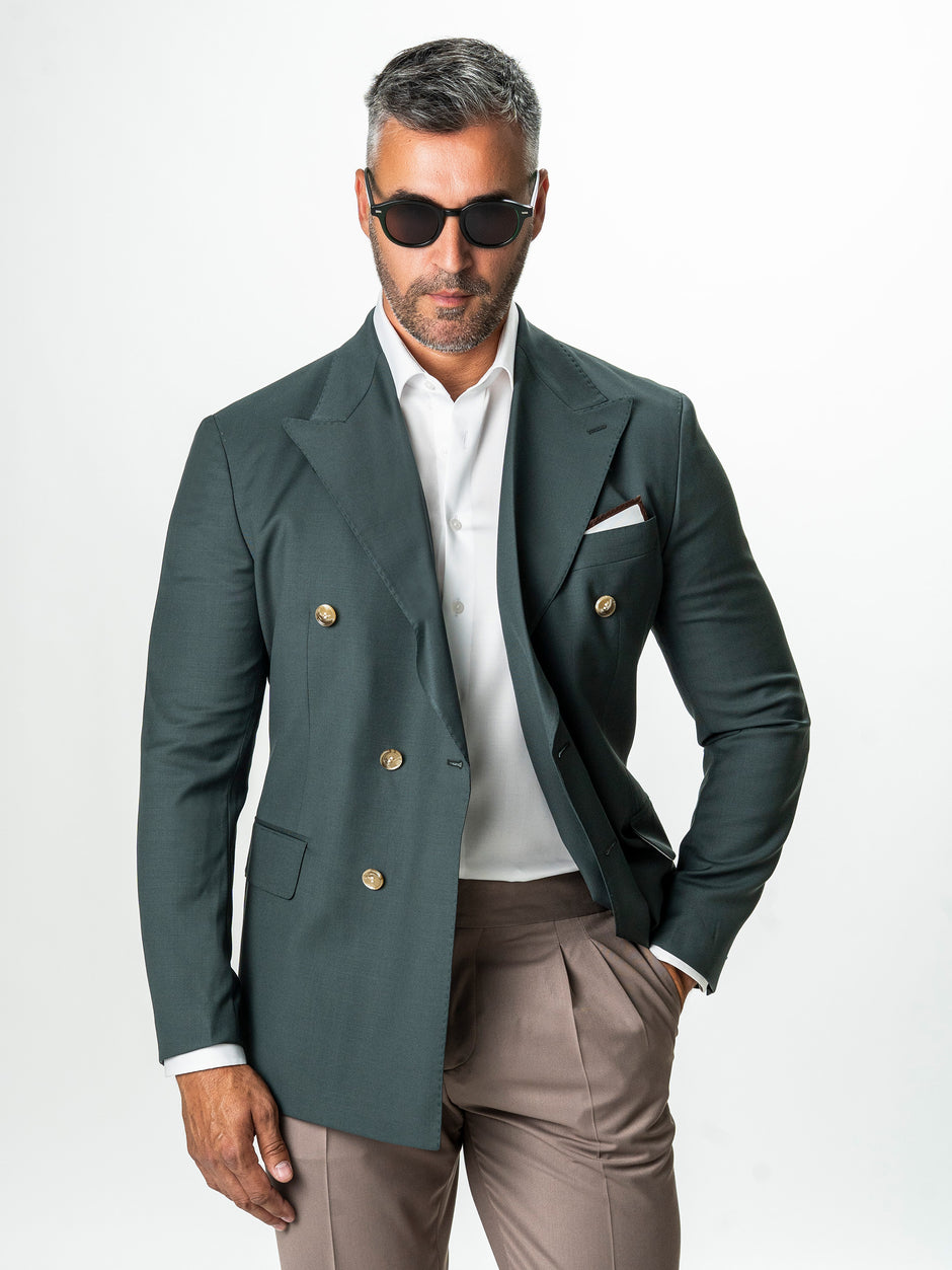 Sacou Doua Randuri Barbati Verde 100% Lana Vitale Barberis BMan0057 (6)