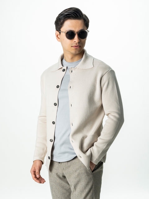 Pulover Cardigan Barbati Crem Cu Nasturi Bumbac natural BMan0022