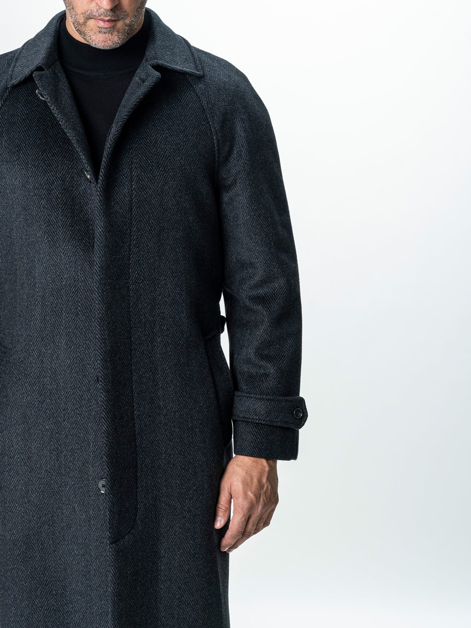 Palton Barbati Iarna Gri Inchis 100% Lana Twill BMan0006 (3)