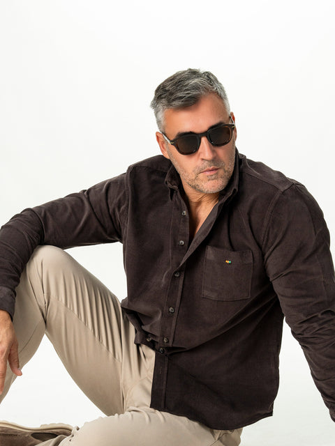 Camasa Barbati Cafenie Reiat Relaxed Fit Overshirt BMan0400