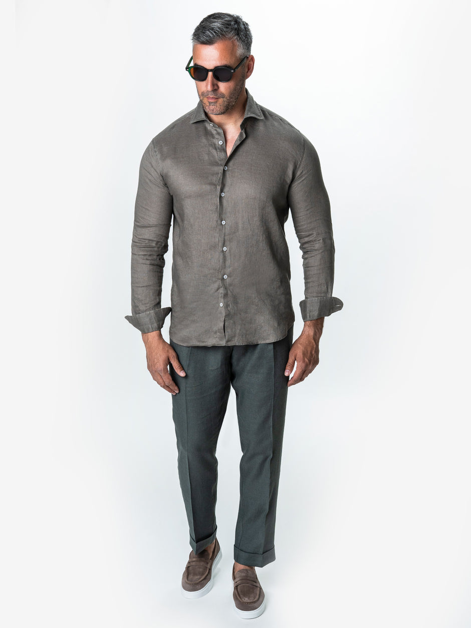 Camasa Grej Din In Natural Tesatura Monti Barbati De Vara BMan0064 (5)