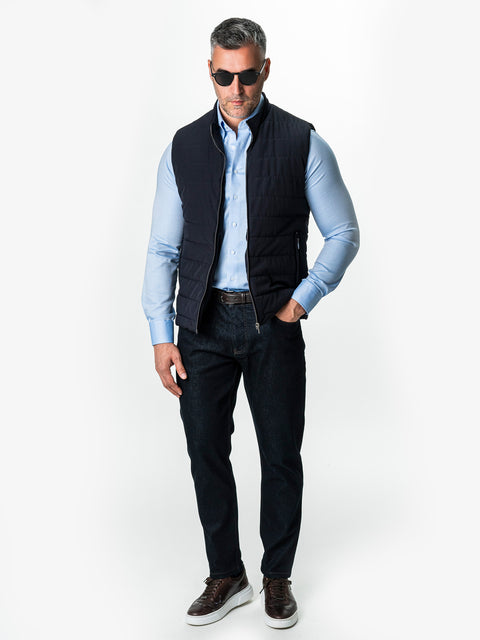 Vesta Barbati Casual Albastru Bleumarin Inchidere Fermoar BMan0001