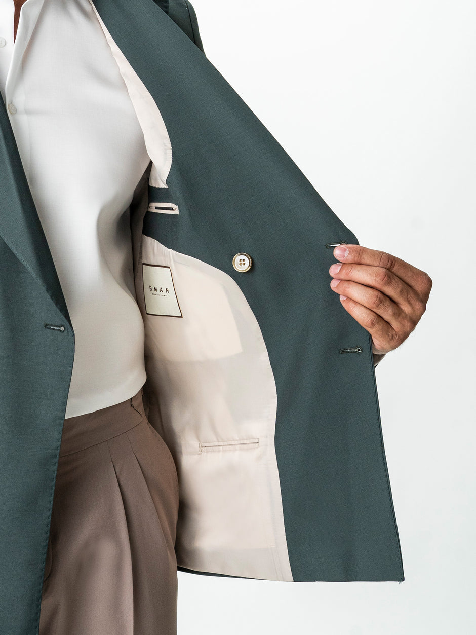 Sacou Doua Randuri Barbati Verde 100% Lana Vitale Barberis BMan0057 (7)
