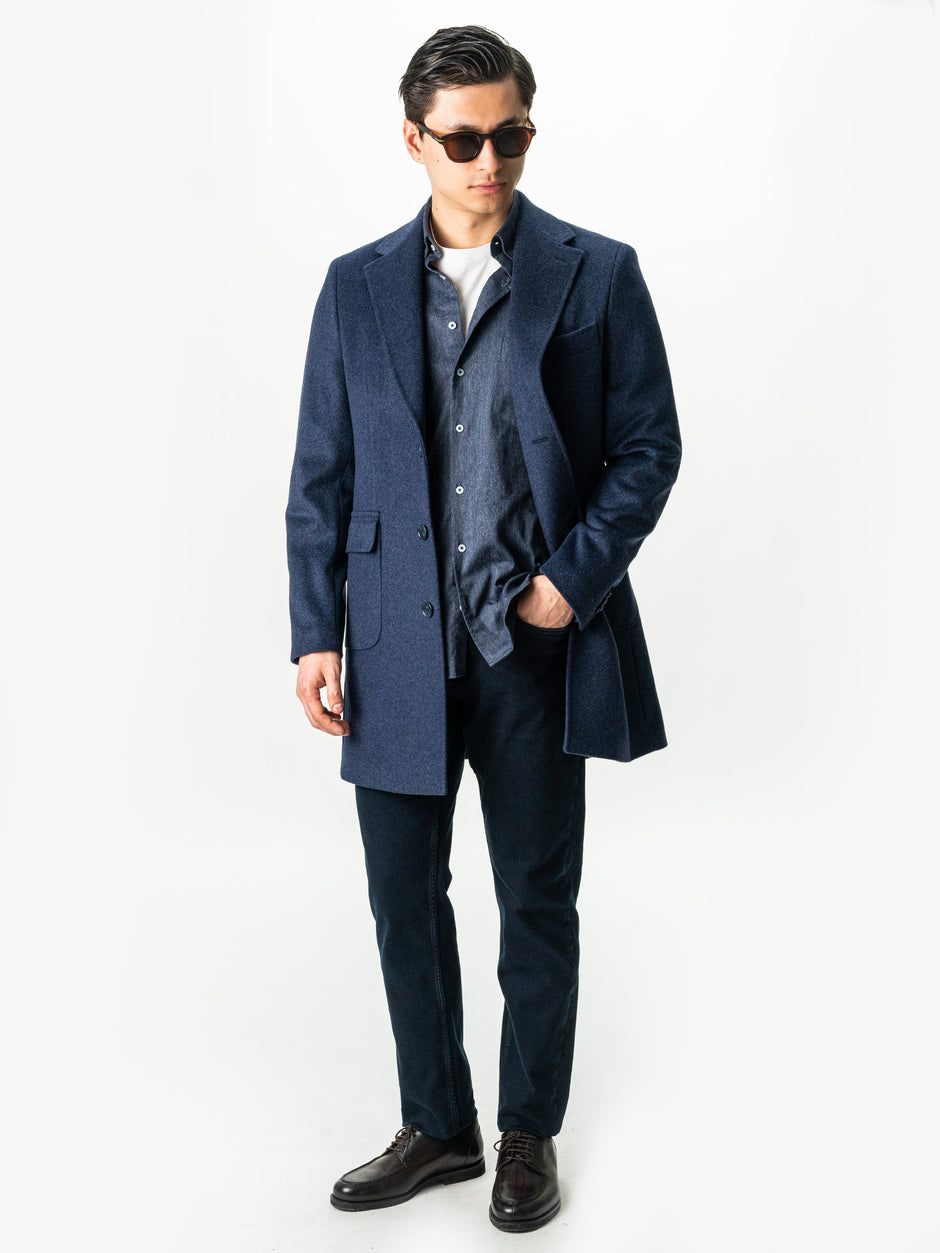 Camasa Barbati Casual Albastru Bleumarin Din Bumbac Natural Tip Flanel BMan0037 (2)