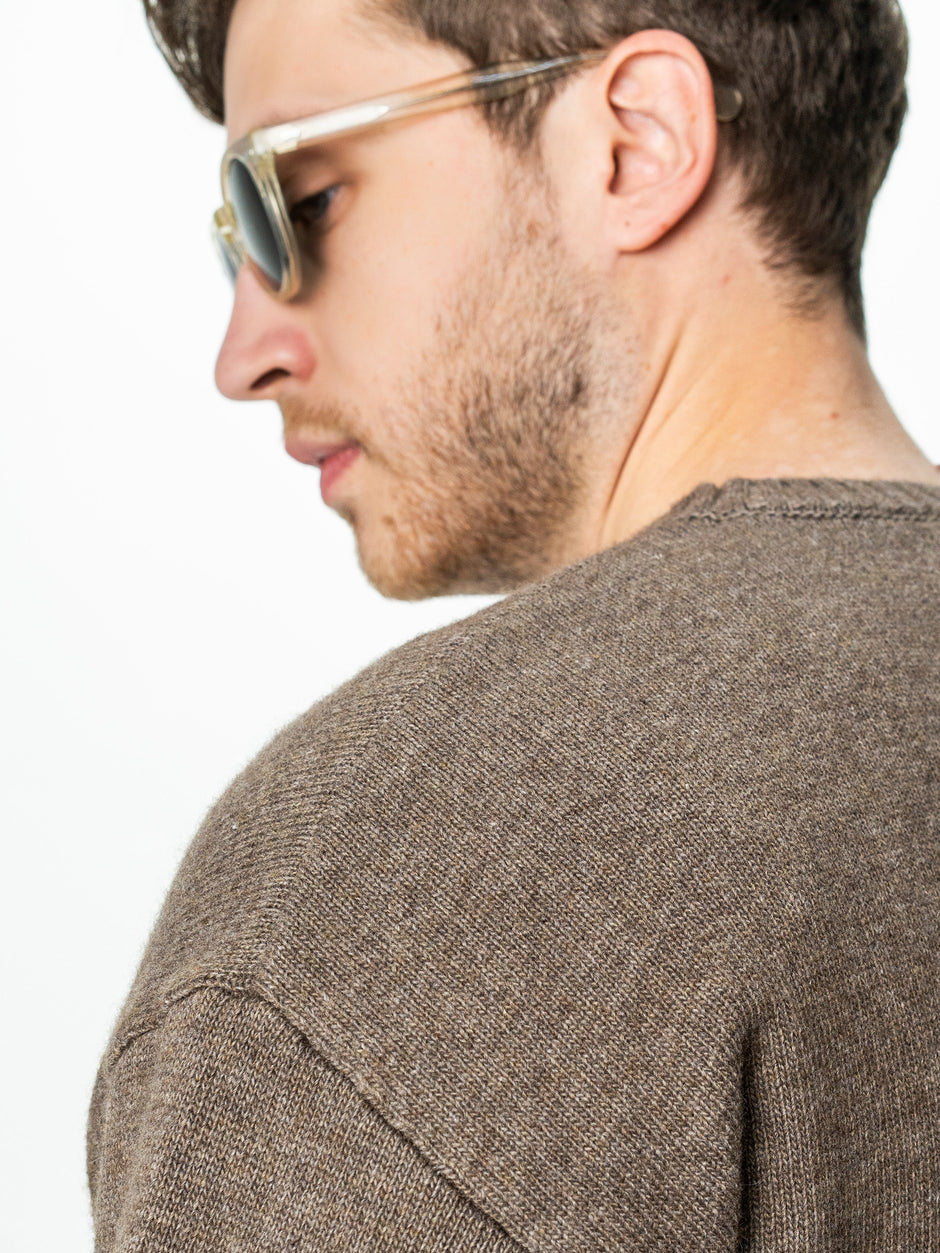 Pulover Barbati Maro Taupe Oversize 100% Lana Lambswool BMan0033 (7)
