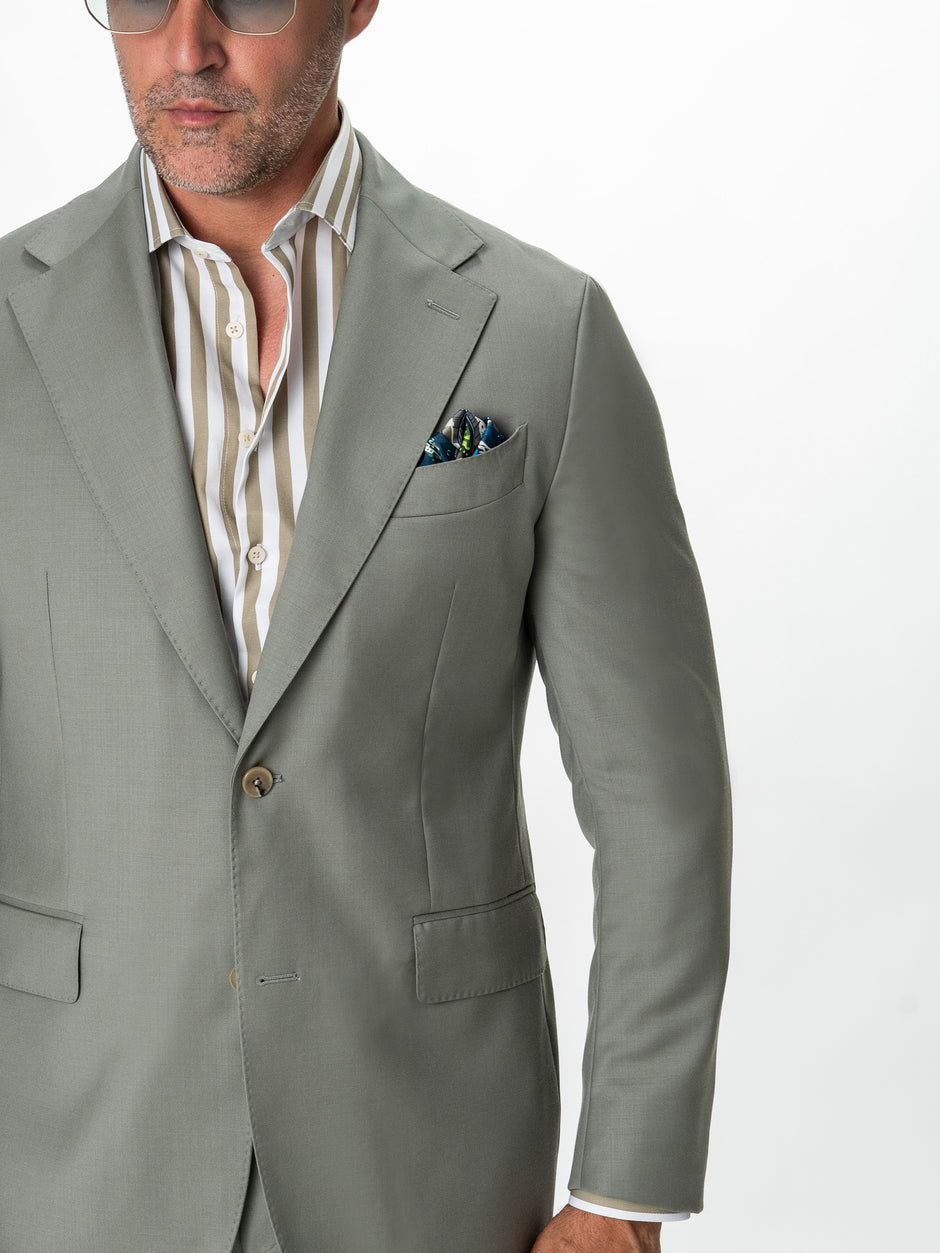 Costum Verde Olive Barbati Lana Vitale Barberis Super 120's BMan0051 (4)