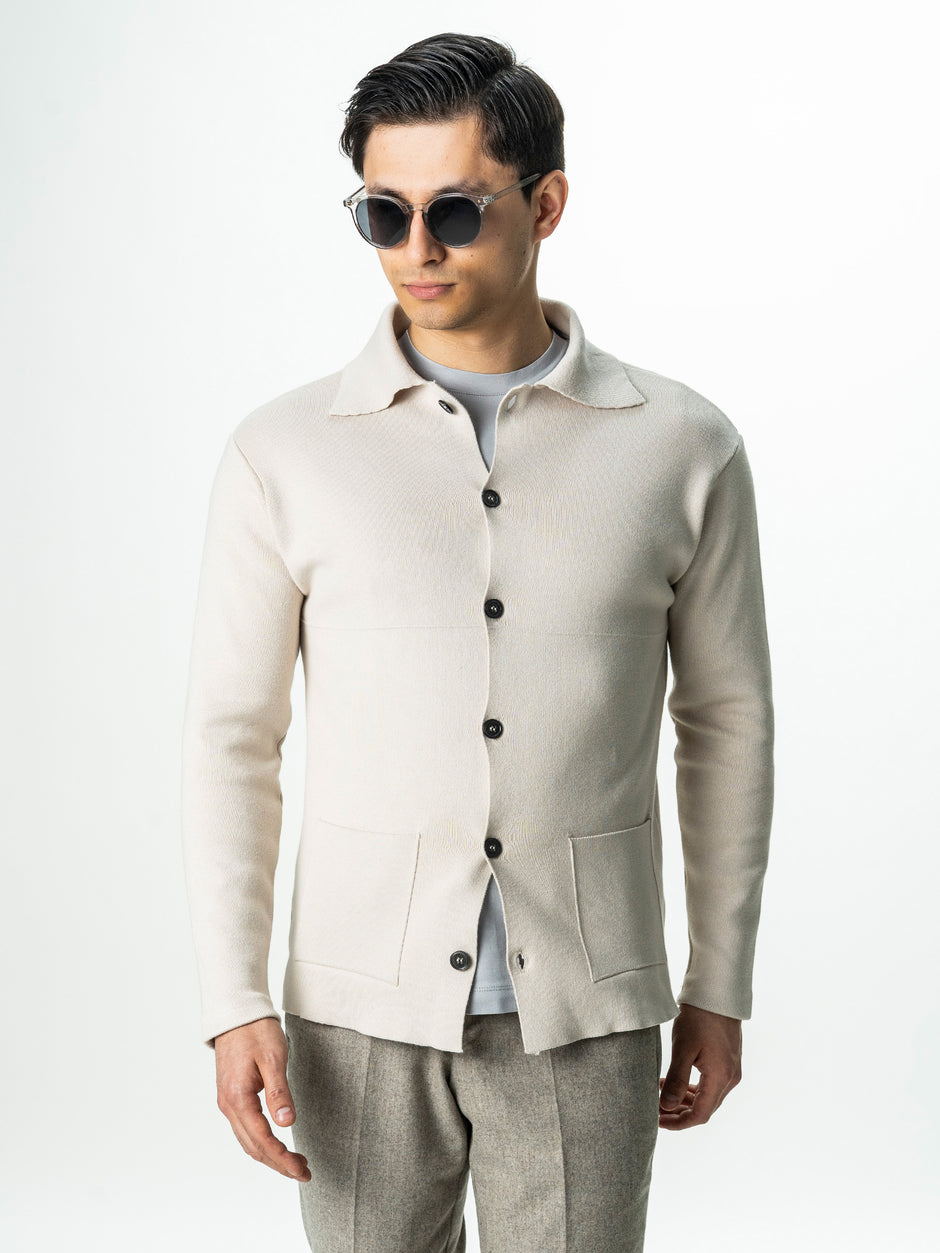 Pulover Cardigan Barbati Crem Cu Nasturi Bumbac natural BMan0022 (4)