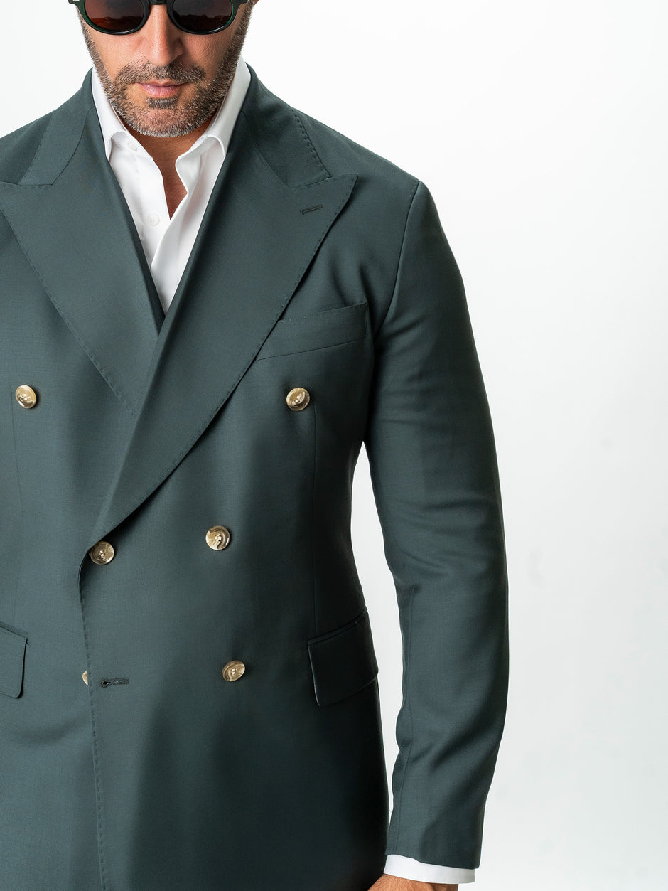 Sacou Doua Randuri Barbati Verde 100% Lana Vitale Barberis BMan0057 (8)