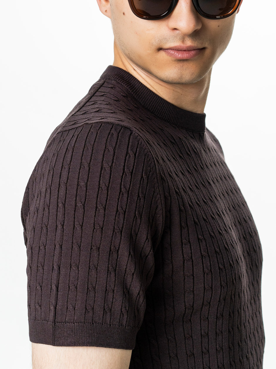 Tricou Barbati Maro Cafeniu Model Torsada Guler Rotund BMan0104 (6)