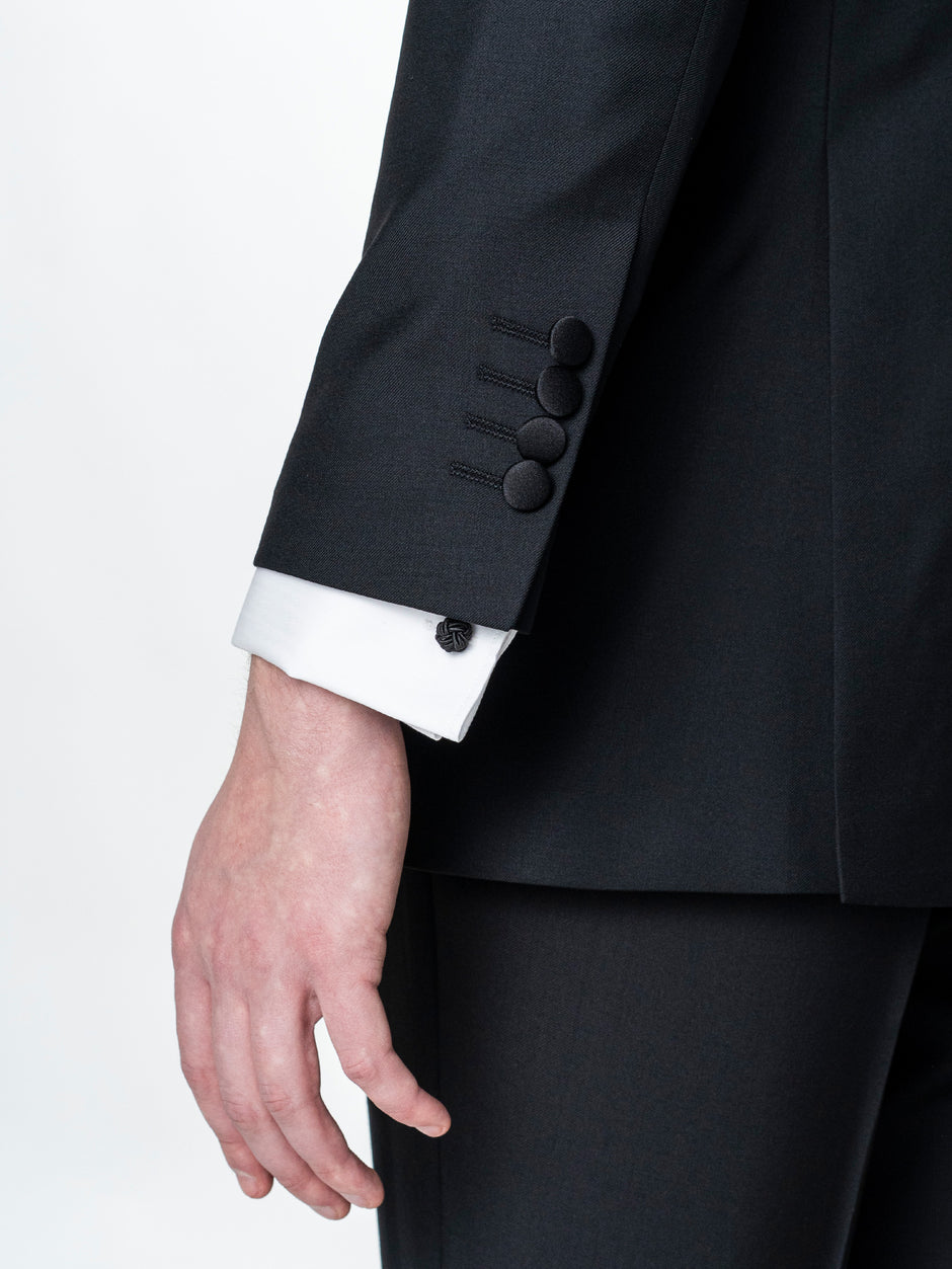 Costum Mire Smoking Negru 100% Lana Vitale Barberis SuperBio 21 Microni BMan344 (9)