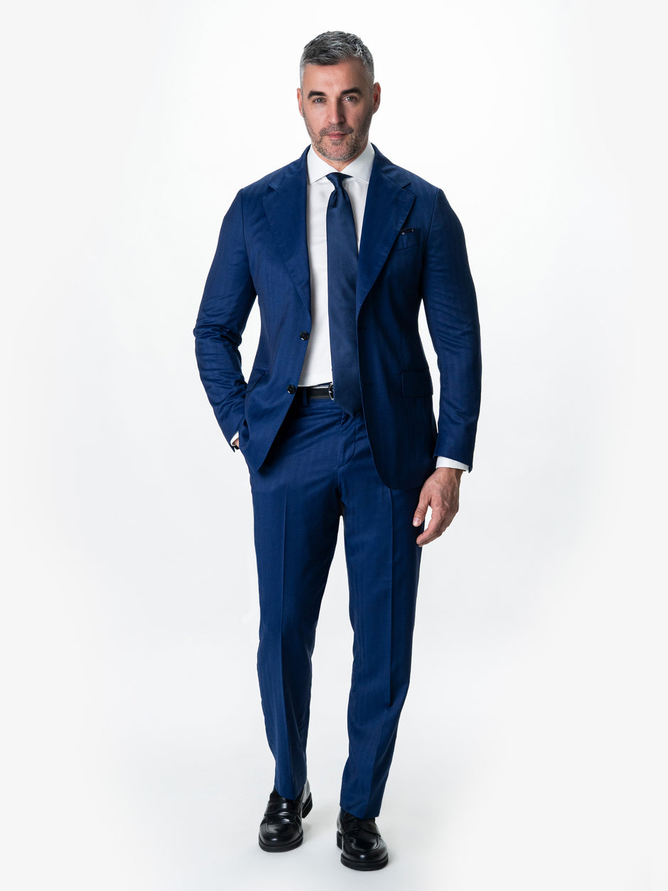 Costum Barbati Albastru Indigo din 100% lana Italiana 130'S BMan0004 (4)