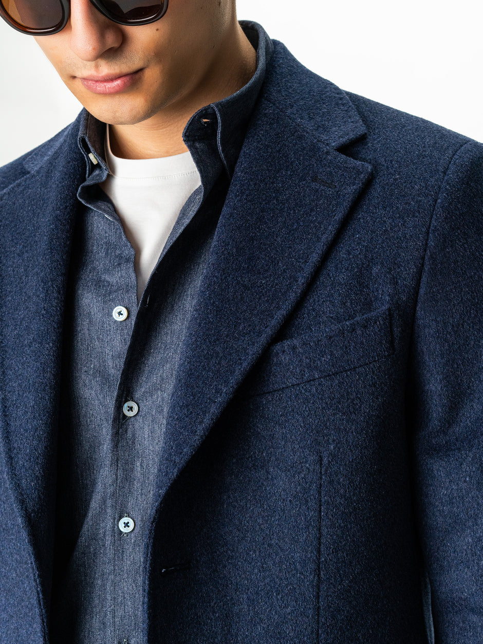 Camasa Barbati Casual Albastru Bleumarin Din Bumbac Natural Tip Flanel BMan0037 (3)