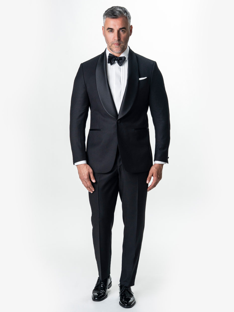 Costum Ceremonie Barbati Smoking Negru Lana Vitale Barberis BMan340 (1)