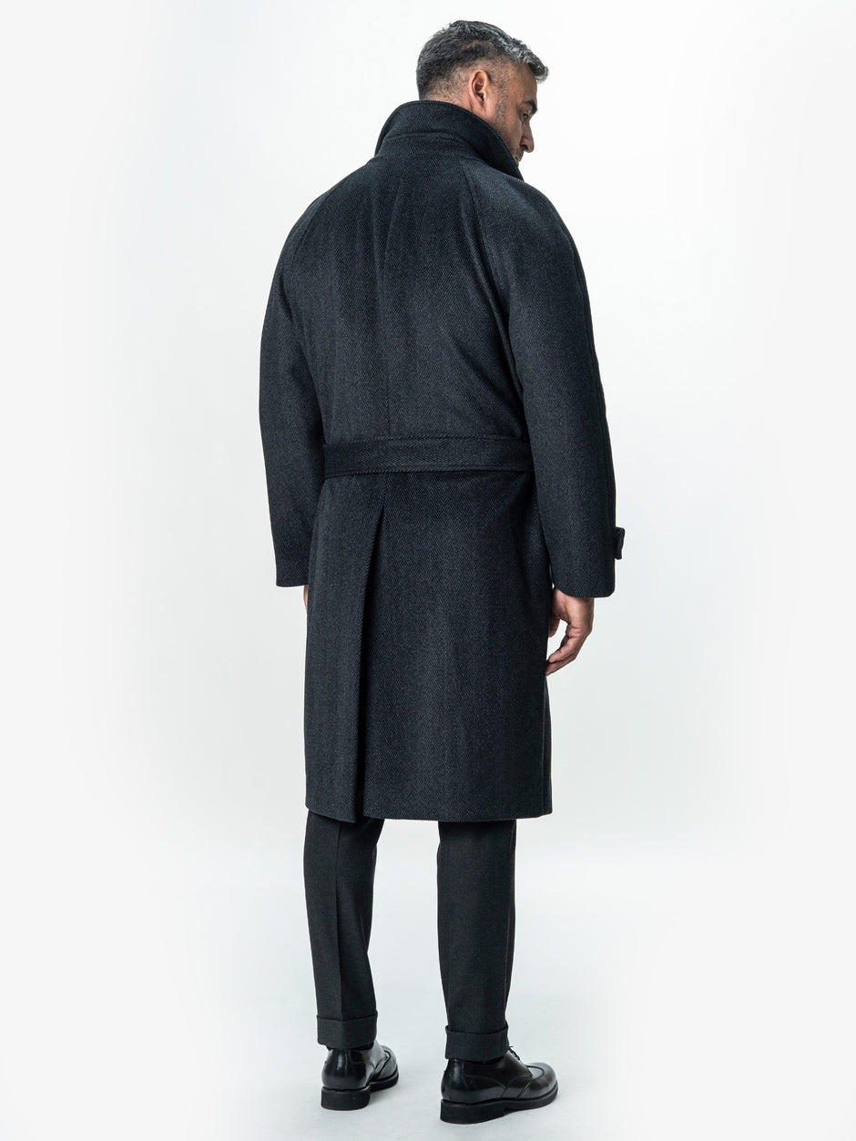 Palton Barbati Iarna Gri Inchis 100% Lana Twill BMan0006 (8)