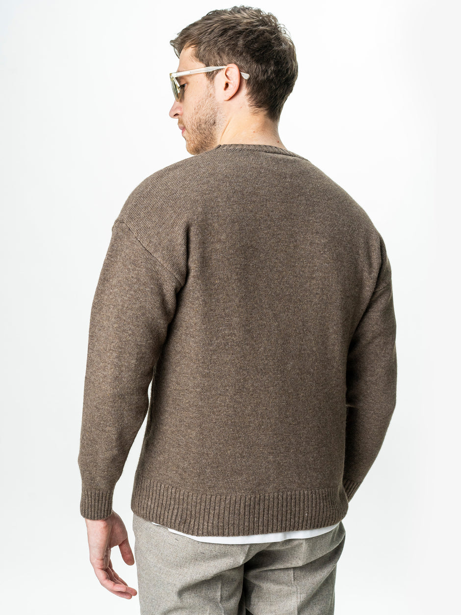 Pulover Barbati Maro Taupe Oversize 100% Lana Lambswool BMan0033 (6)