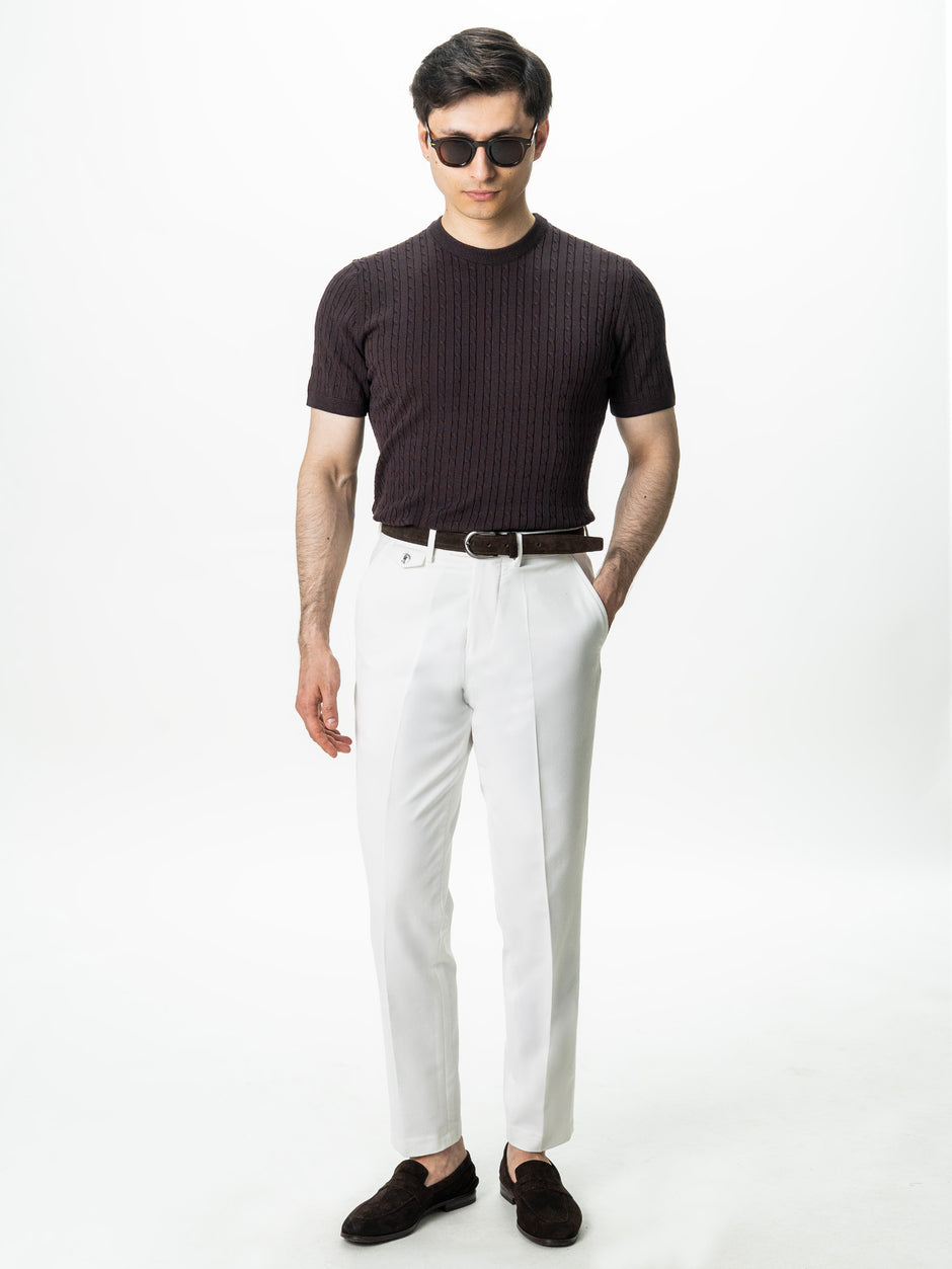 Tricou Barbati Maro Cafeniu Model Torsada Guler Rotund BMan0104 (2)