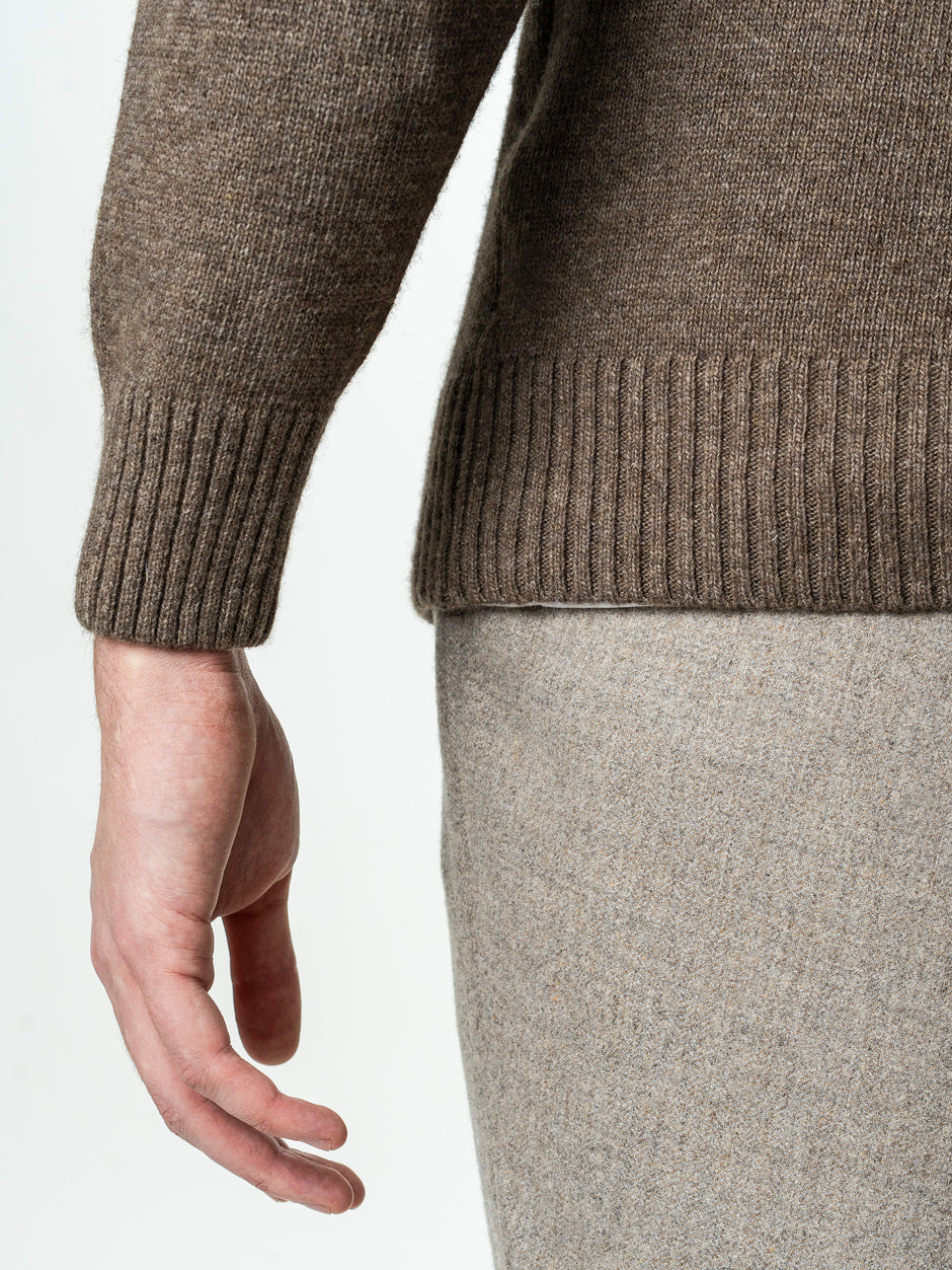 Pulover Barbati Maro Taupe Oversize 100% Lana Lambswool BMan0033 (8)