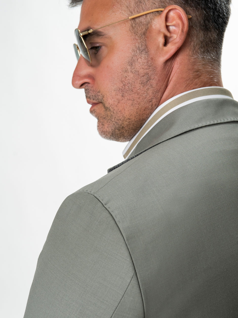 Costum Verde Olive Barbati Lana Vitale Barberis Super 120's BMan0051 (9)