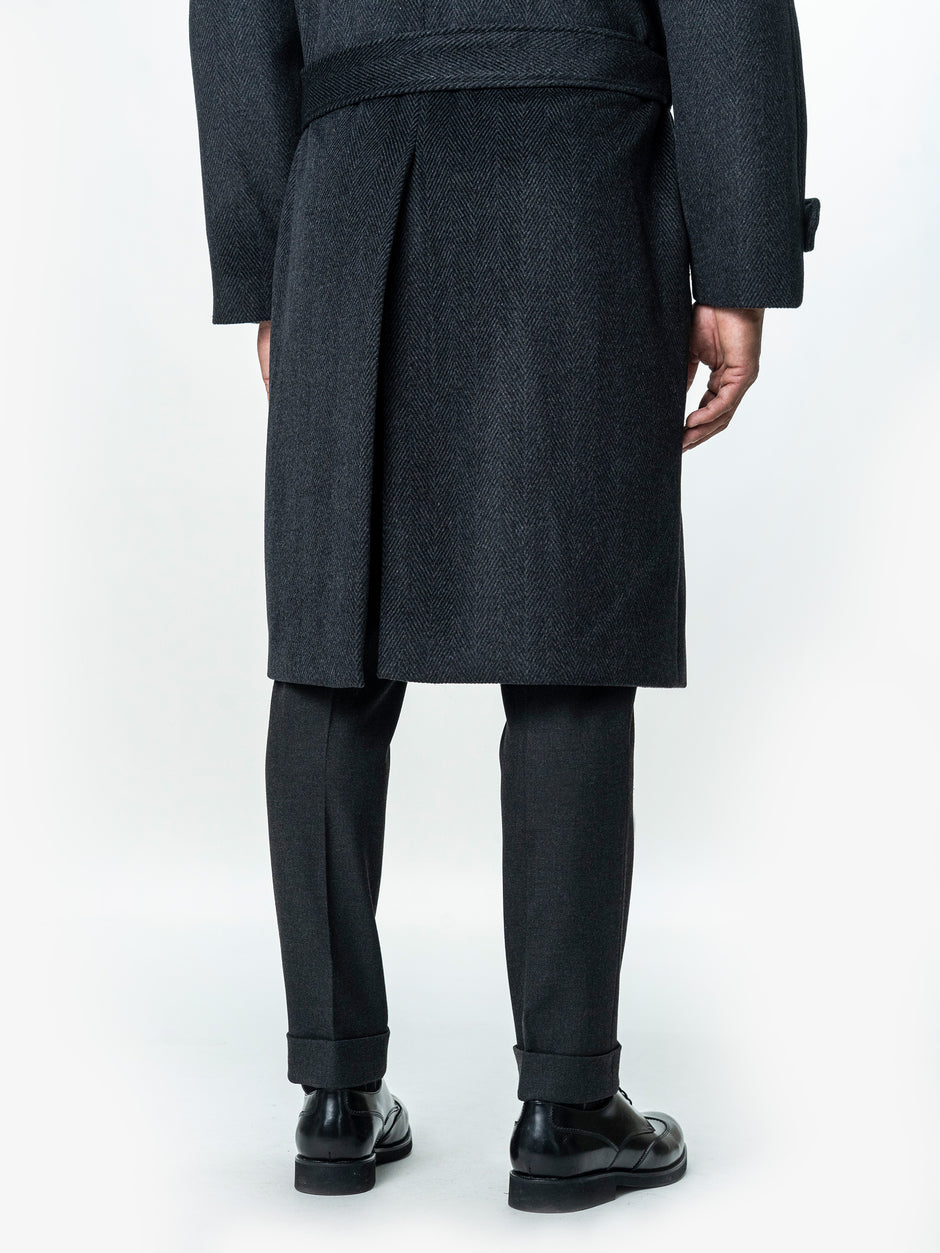 Palton Barbati Iarna Gri Inchis 100% Lana Twill BMan0006 (9)