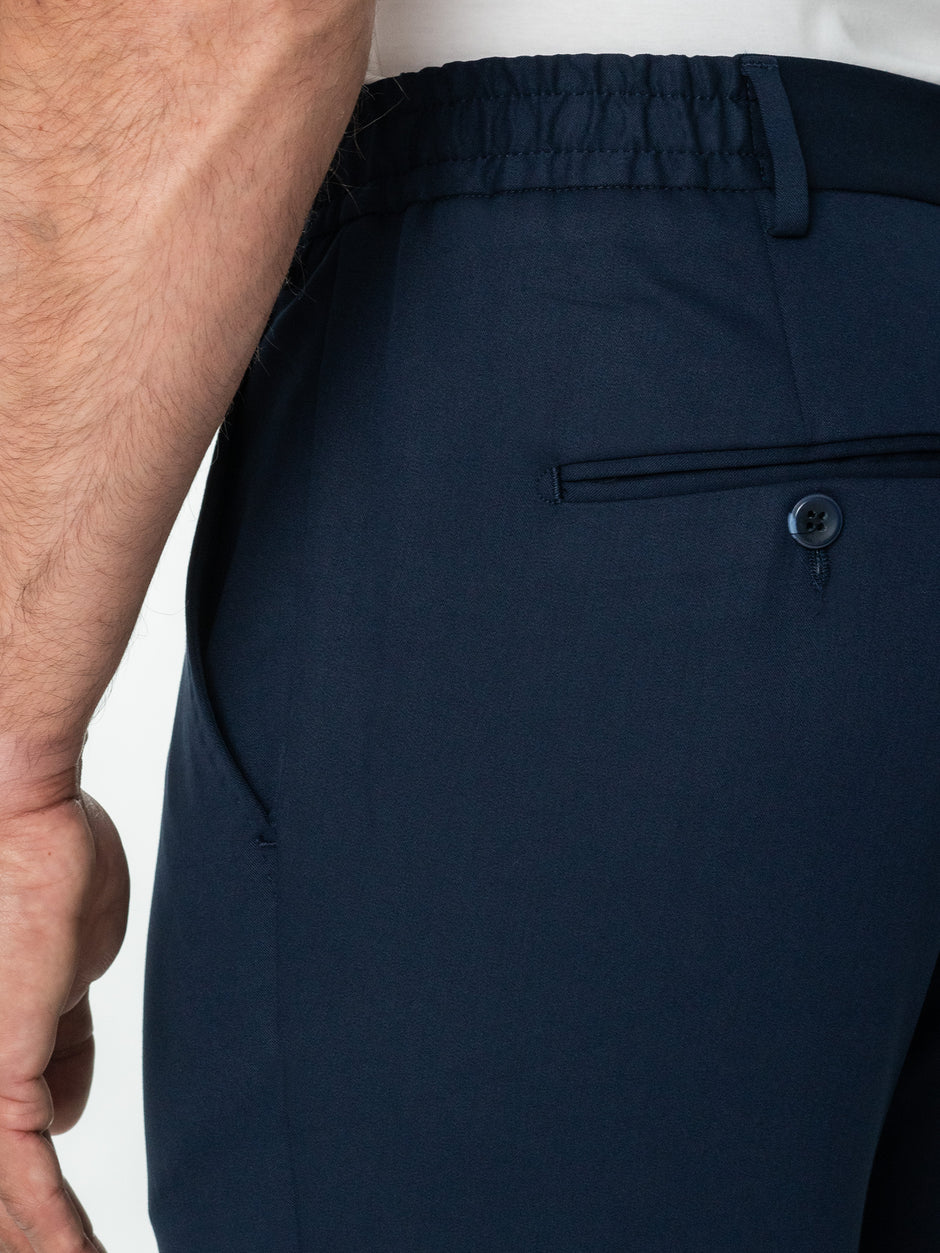 Pantaloni Bleumarin Barbati Full Stretch Flexo Cu Snur BMan0012 (6)