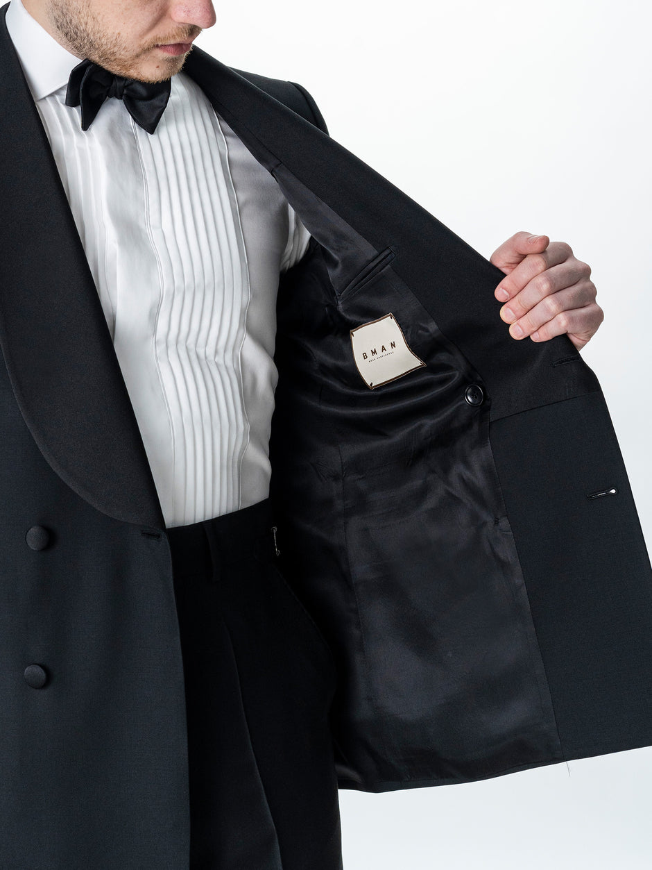 Costum Mire Smoking Negru 100% Lana Vitale Barberis SuperBio 21 Microni BMan344 (8)