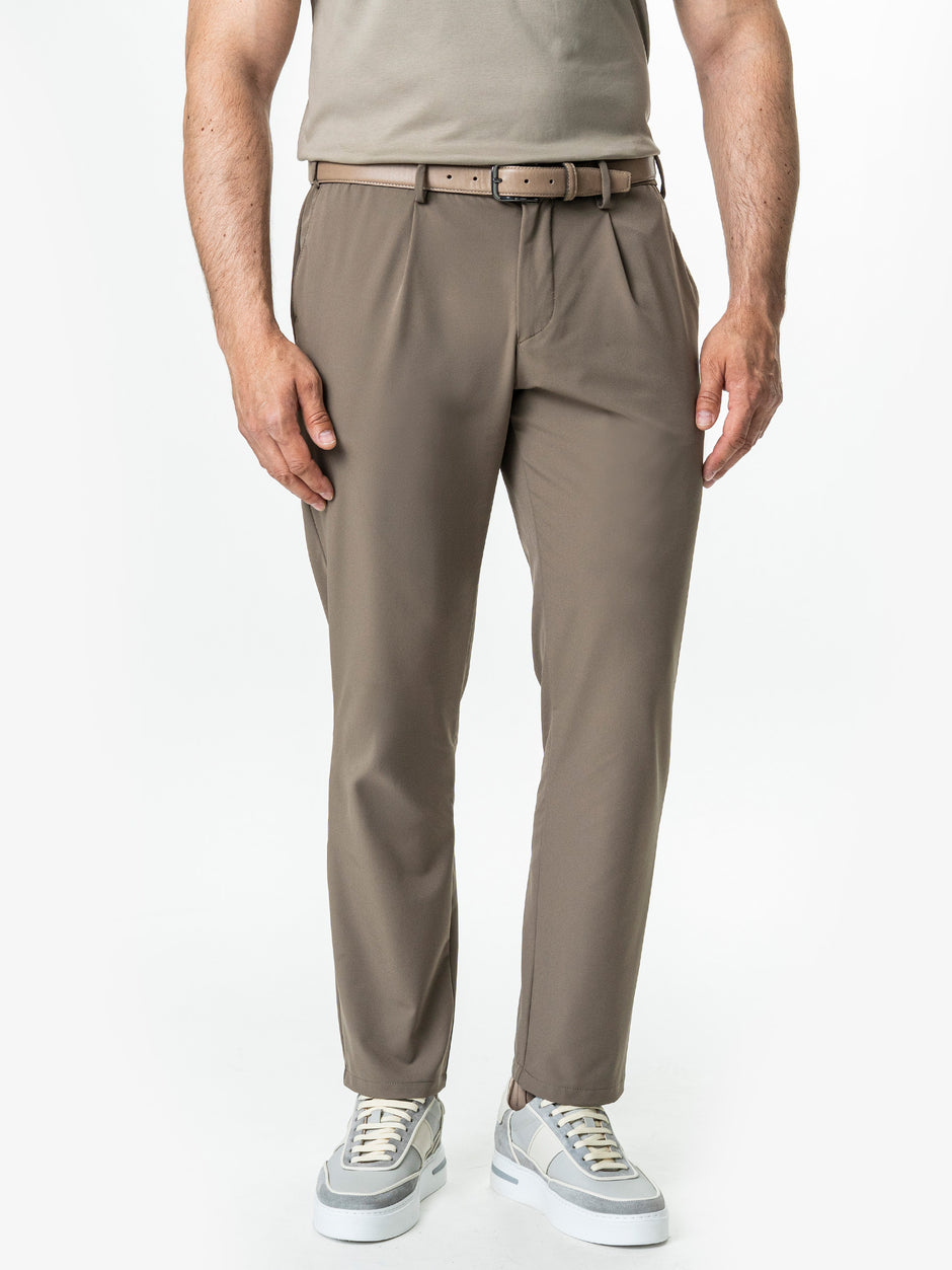 Pantaloni Casual Barbati Bej Taupe Din Spandex Cu Snur BMan0102 (4)