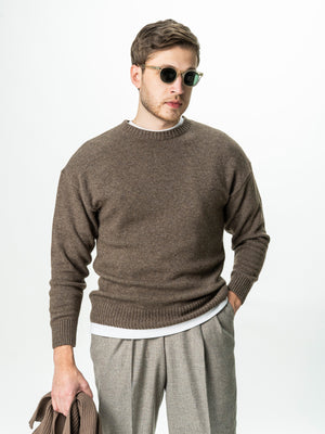 Pulover Barbati Maro Taupe Oversize 100% Lana Lambswool BMan0033