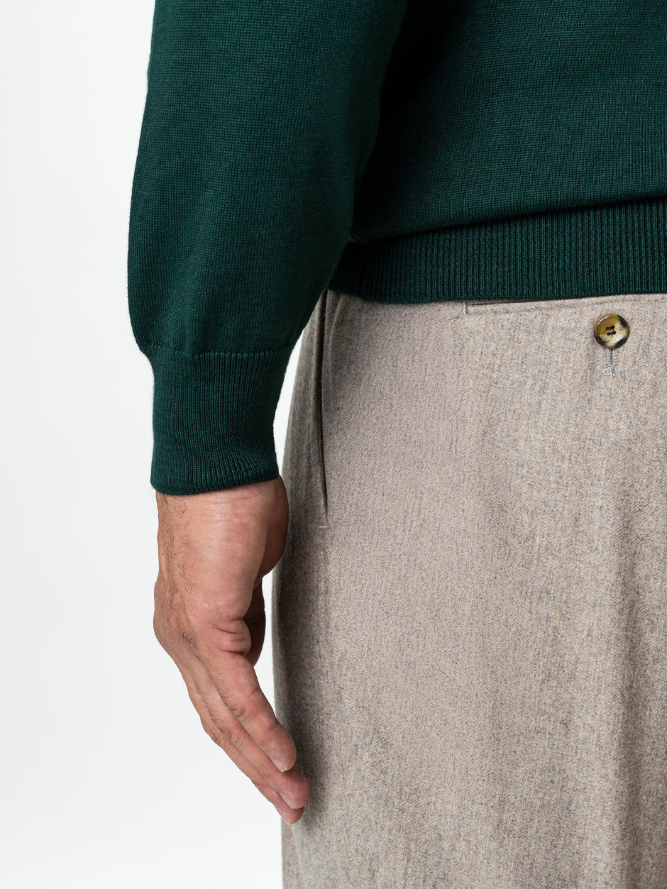 Pulover Cu Fermoar Office & Smart Casual Barbati Verde Brad 100% Bumbac Levent Cottone Toamna&Iarna BMan0001 (9)