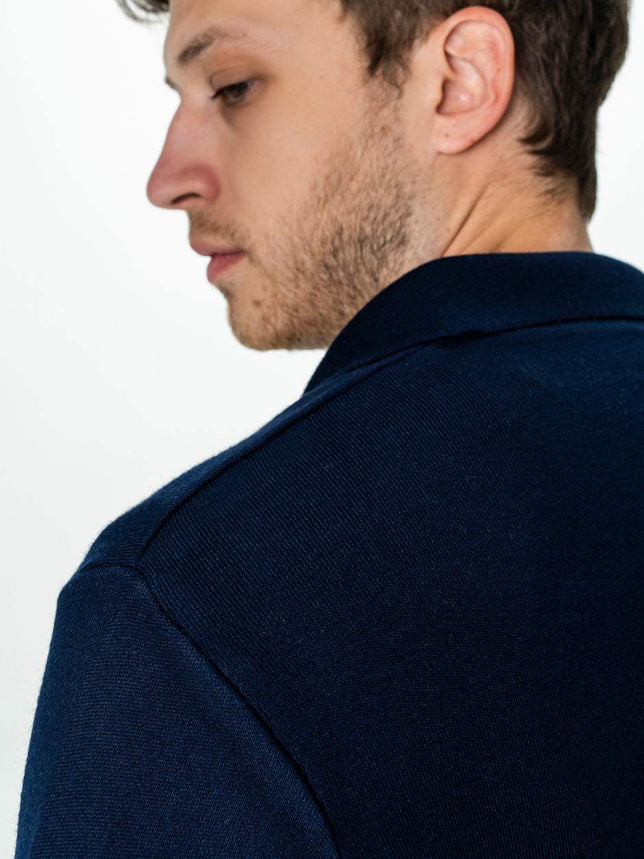 Pulover Barbati Bleumarin Lana Merinos Cu Nasturi Tip Jacheta BMan0023 (6)