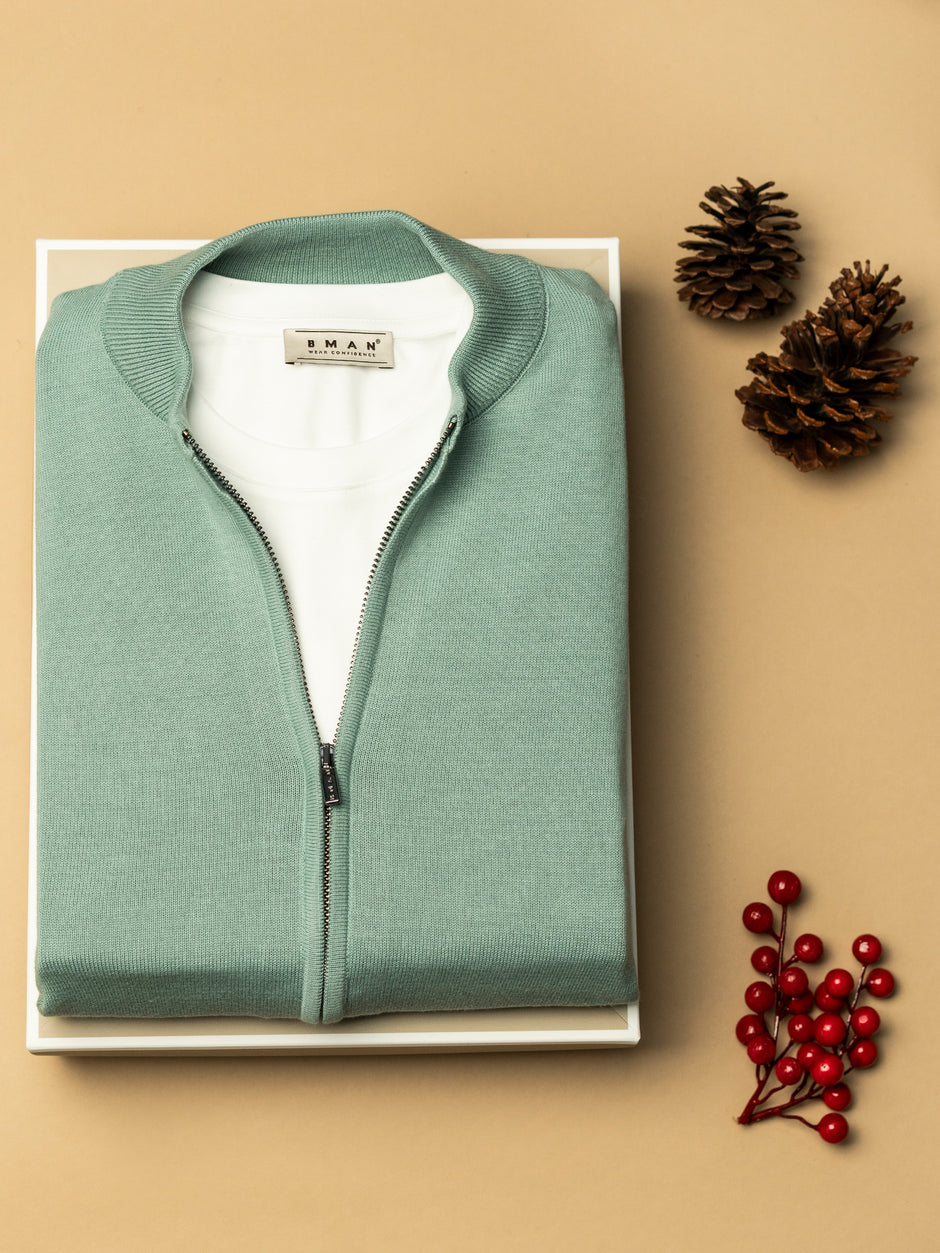 Pachet Cadou Barbati Pulover Fermoar Si Tricou Bumbac Egiptean Bman0318 (1)