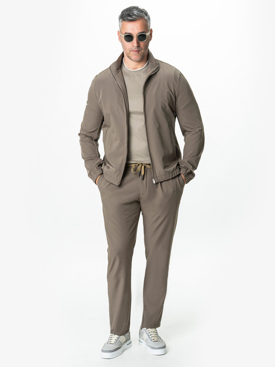 Jacheta Barbati Bej Taupe Material Tehnic Elastic BMan0006 (1)