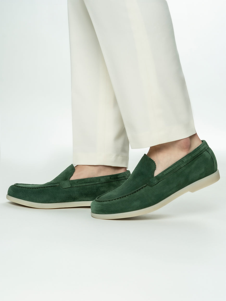 Mocasini Barbati Flexo De Vara Tip City Loafers Verde Fistic Piele Nubuc BMan197 (5)