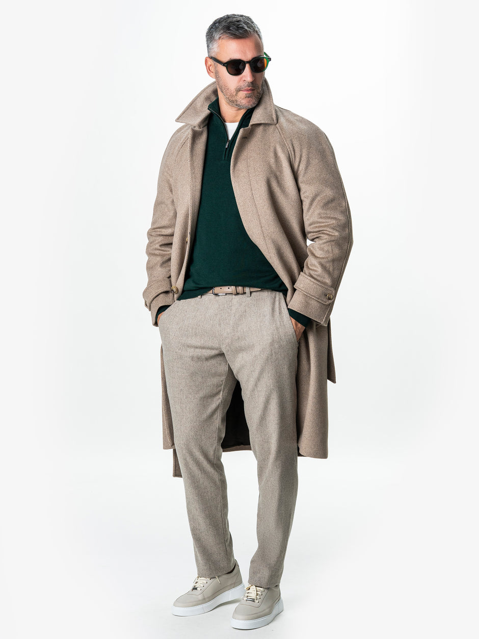 Pulover Cu Fermoar Office & Smart Casual Barbati Verde Brad 100% Bumbac Levent Cottone Toamna&Iarna BMan0001 (2)