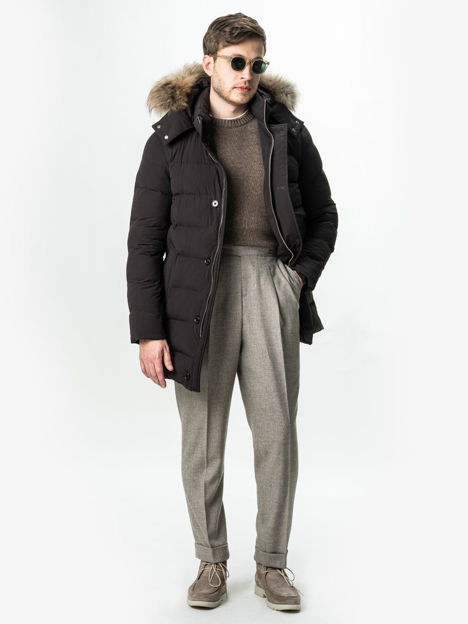 Geaca Barbati Cafenie de Iarna cu Blana Naturala si Softshell BMan0199 (7)