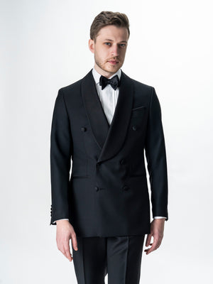 Costum Mire Smoking Negru 100% Lana Vitale Barberis SuperBio 21 Microni BMan344