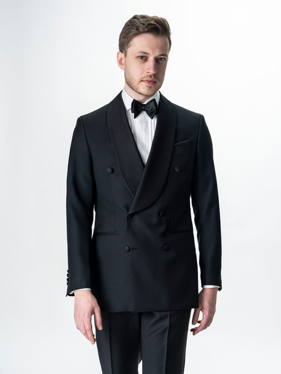 Costum Mire Smoking Negru 100% Lana Vitale Barberis SuperBio 21 Microni BMan344 (1)