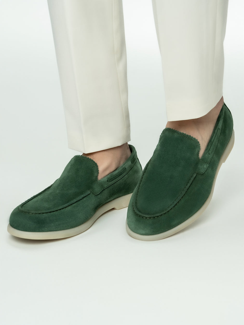 Mocasini Barbati Flexo De Vara Tip City Loafers Verde Fistic Piele Nubuc BMan197 (1)