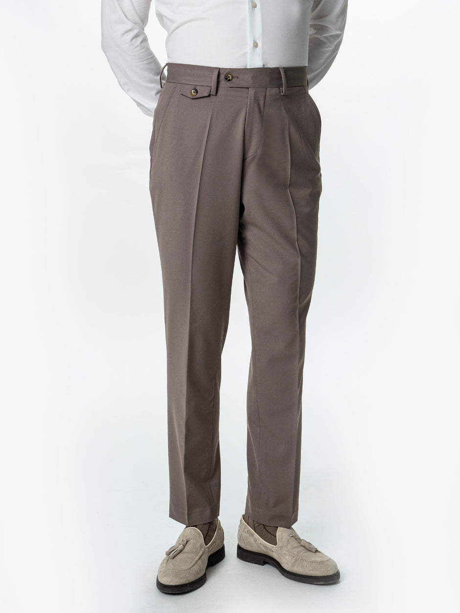 Pantaloni Barbati Cappuccino Cu Talie Inalta Din Lana BMan0002 (4)