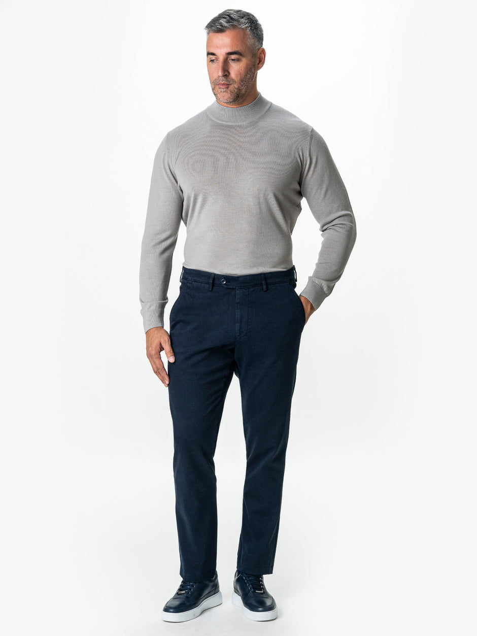 Pantaloni Casual Barbati Chinos Bleumarin Bumbac Office Relax Fit BMan0020 (2)