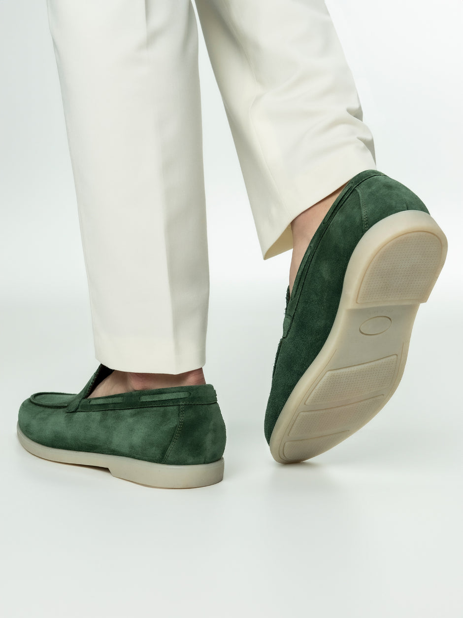 Mocasini Barbati Flexo De Vara Tip City Loafers Verde Fistic Piele Nubuc BMan197 (7)