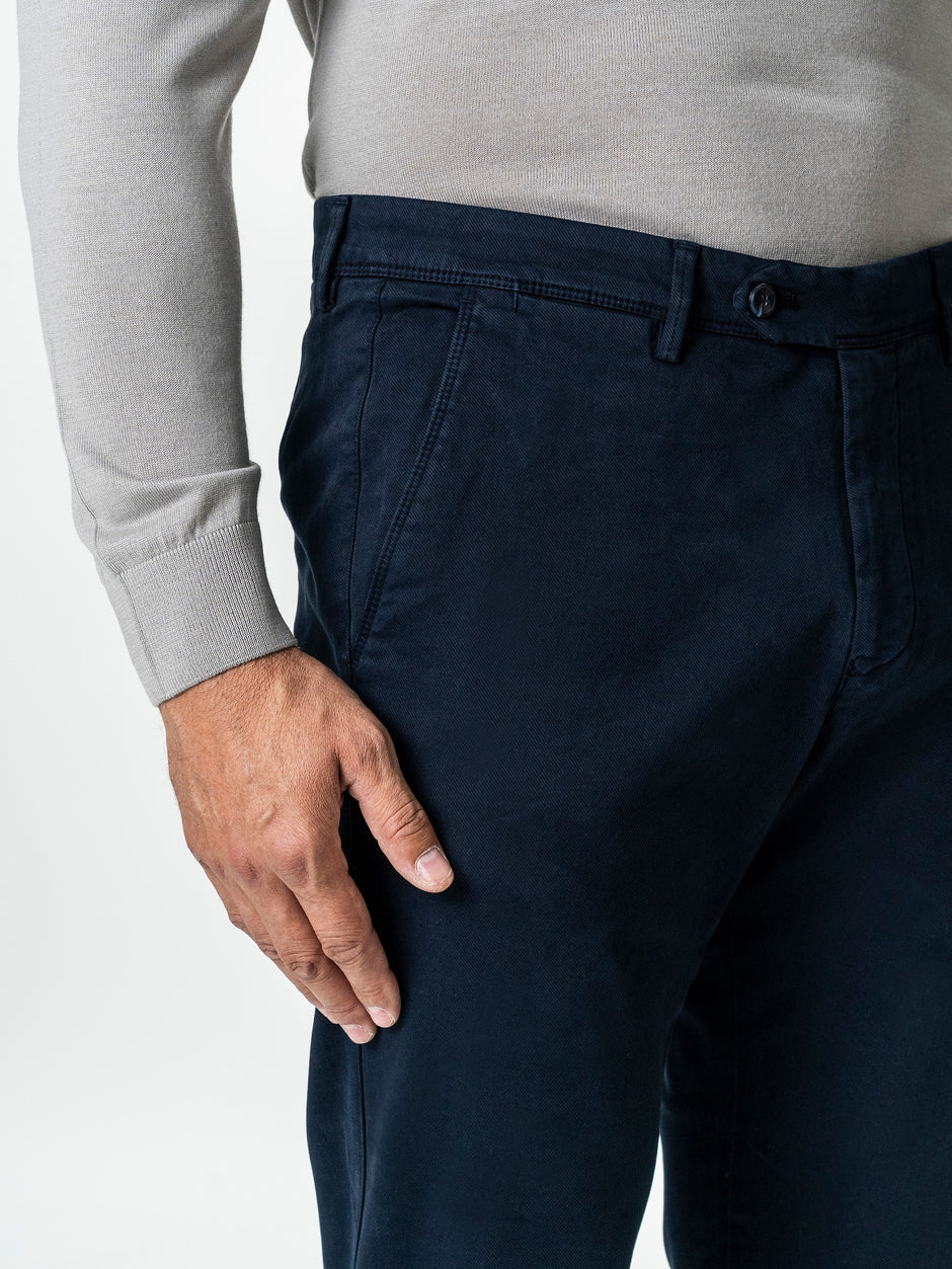 Pantaloni Casual Barbati Chinos Bleumarin Bumbac Office Relax Fit BMan0020 (3)