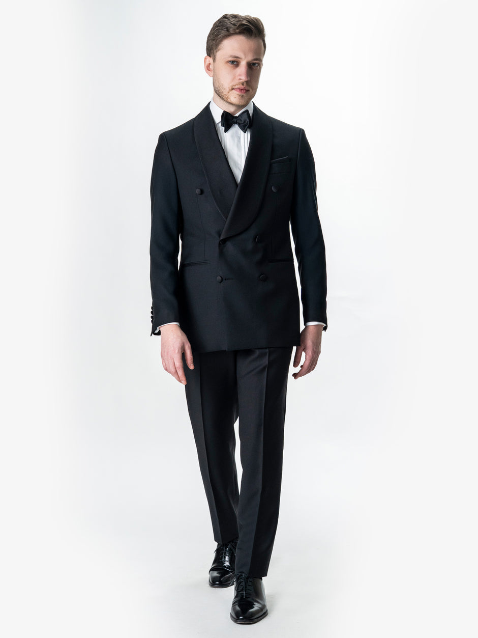 Costum Mire Smoking Negru 100% Lana Vitale Barberis SuperBio 21 Microni BMan344 (5)
