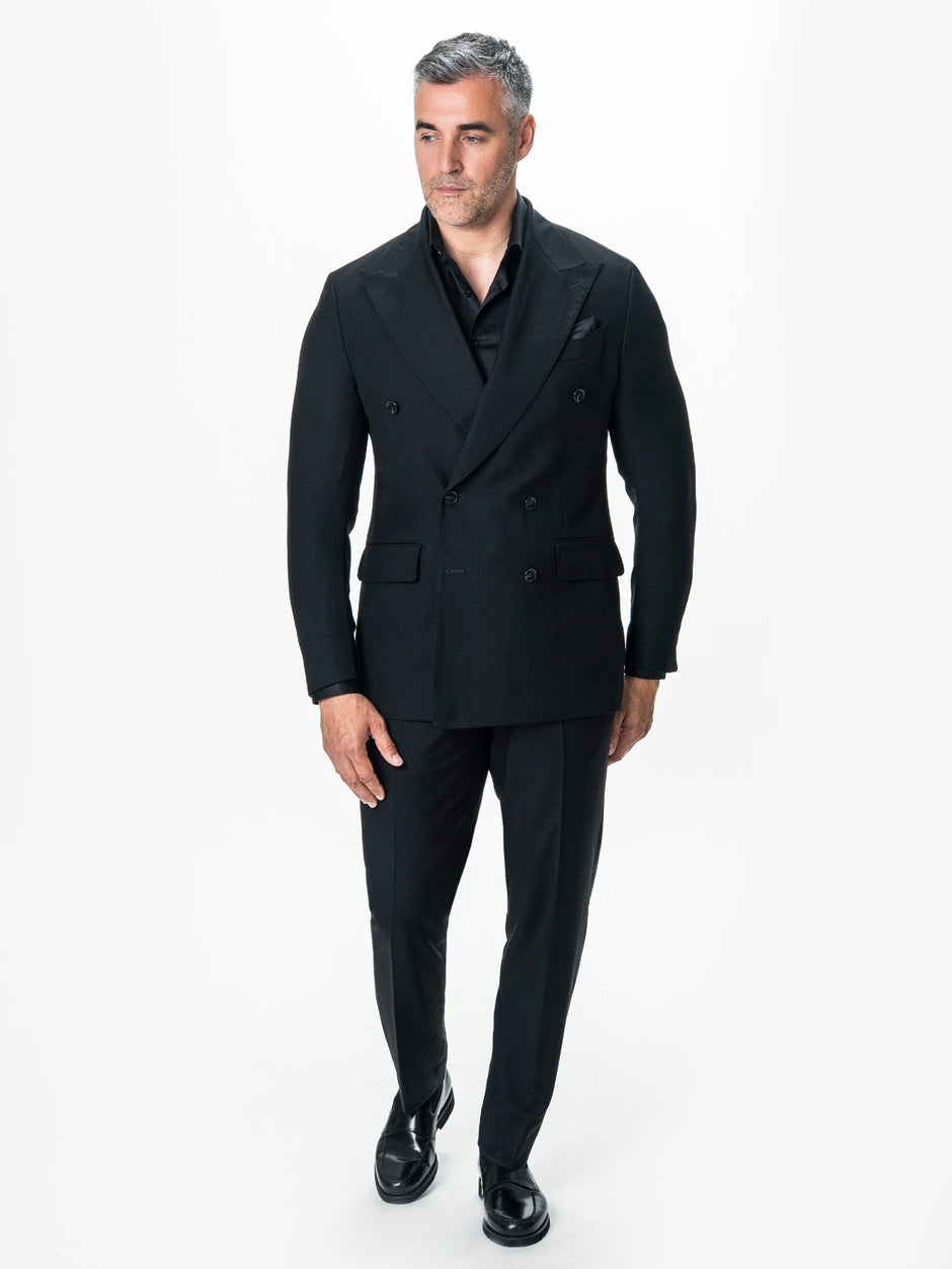 Costum Negru Barbati 6 Nasturi Din Lana Vitale Barberis Super120's BMan0052 (10)